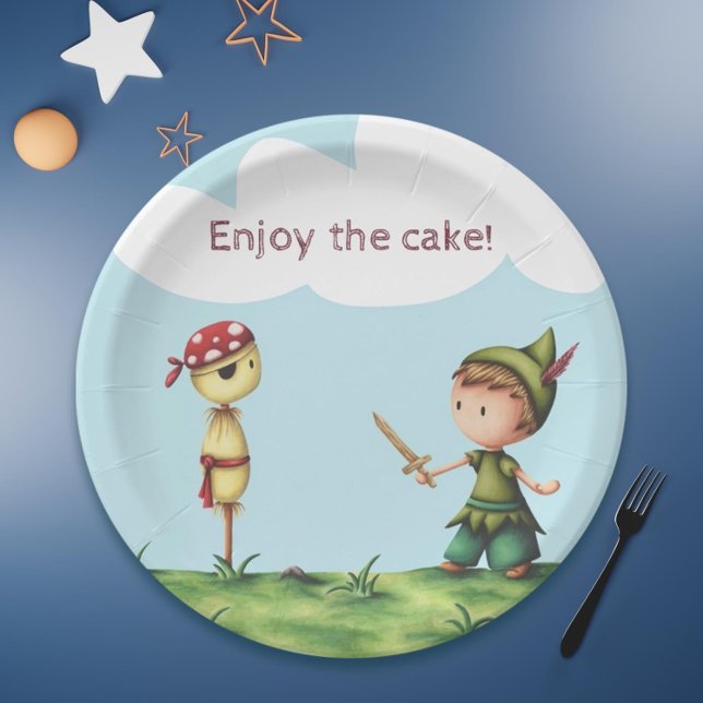 Assiettes En Carton Pirate Adventure plaques papier d'anniversaire (Cute pirate scarecrow and kid adventure paper plates)
