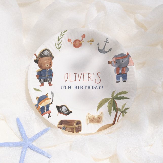 Assiettes En Carton Pirate Animaux Garçon fête d'anniversaire (Créateur téléchargé)