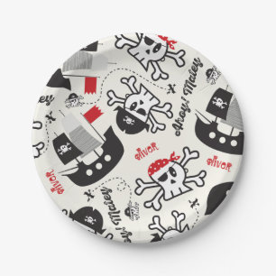 Assiettes En Carton Pirate Crâne Bateau Fête d'anniversaire garçon Nom