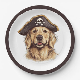 Assiettes En Carton Pirate Golden Retriever Chien Crâne