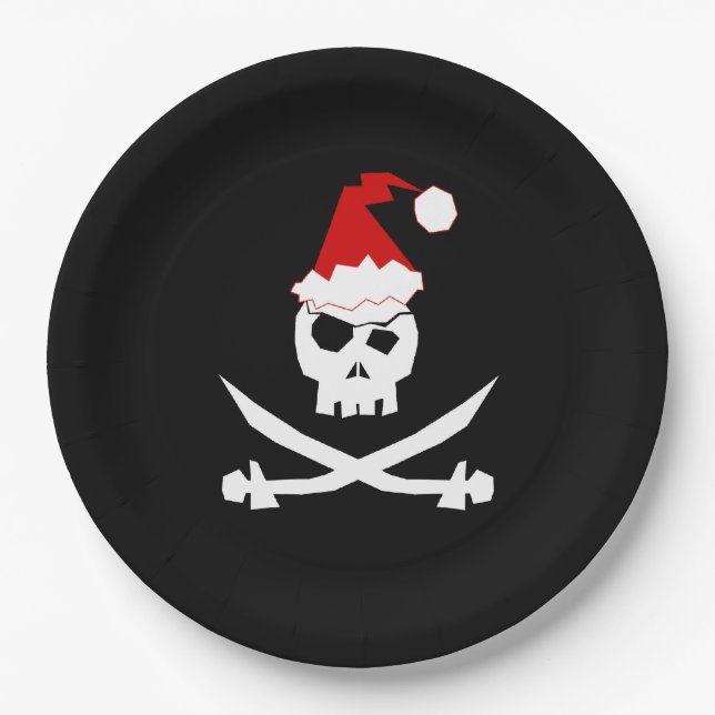 Assiettes En Carton Pirate Père Noël (Devant)