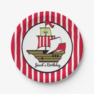 Assiettes En Carton Pirate Ship Red