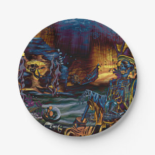 Assiettes En Carton Pirate Skeleton Treasure Under the Sea Comic Art