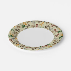 Assiettes En Carton Pirate Skuls avec des épées croisées