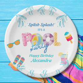 Assiettes En Carton Piscine colorée pour enfants Fête d'anniversaire