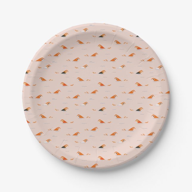Assiettes En Carton Piscine d'été Abstraite de voies (Devant)
