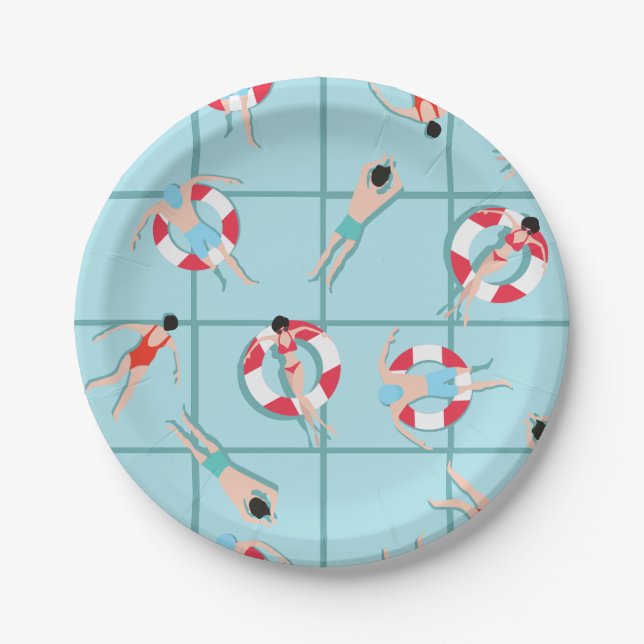 Assiettes En Carton Piscine Fun Party Piscine (Devant)