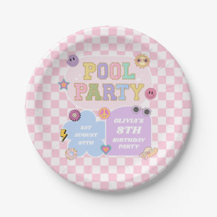 Assiettes En Carton Piscine Party Preppy Varsity Patch Anniversaire