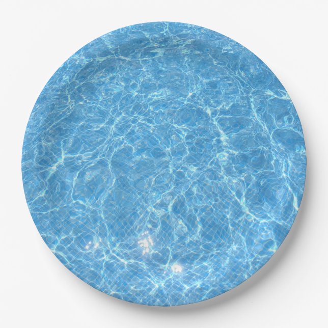 Assiettes En Carton Piscine sur mesure Modèle bleu eau vierge (Devant)