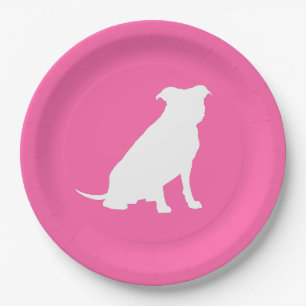 Assiettes En Carton Pit Bull Chien Baby shower rose fille Pitbull