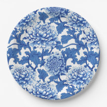 Pivoine bleue et blanche Chinoiserie Florale