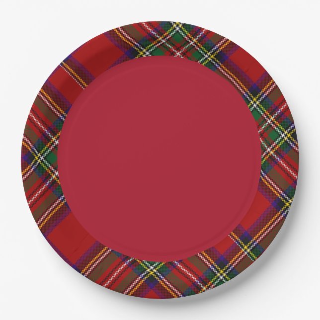 Assiettes En Carton PixDezines Plaque de papier Tartan écossais McLean (Devant)