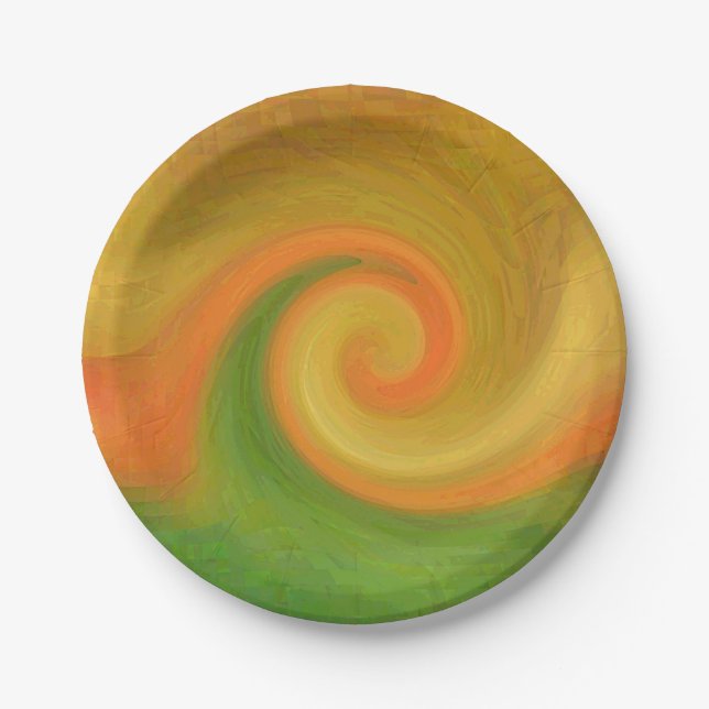 Assiettes En Carton Pixel Abstrait Automne Swirl (Devant)