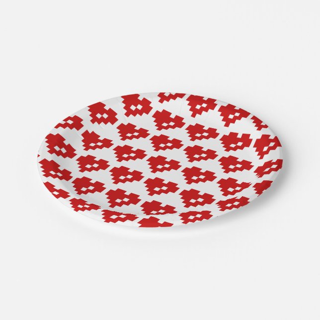 Assiettes En Carton Pixel Coeur 8 bits Amour (Angle)