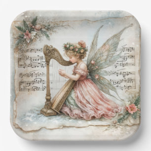 Assiettes En Carton Pixie Fairy Jouer une harpe
