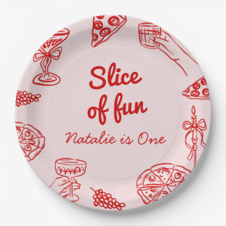 Assiettes En Carton Pizza 1ère Main Tirée Slice Of Fun Birthday Party