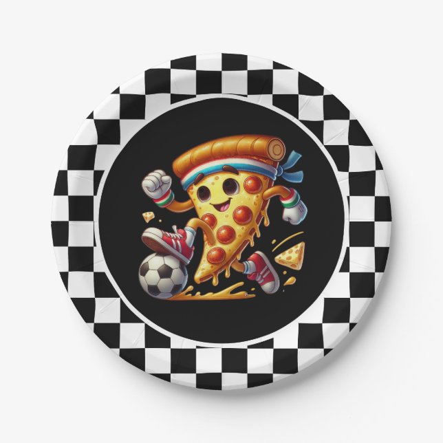 Assiettes En Carton Pizza cool de football (Devant)