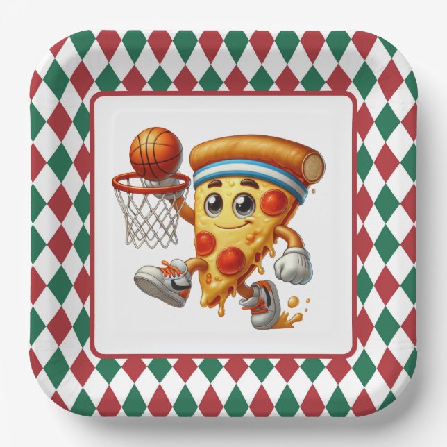 Assiettes En Carton Pizza de basket-ball cool (Recto)