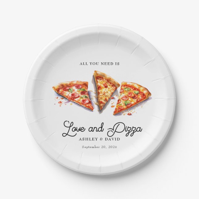 Assiettes En Carton Pizza Italienne | Fête de Fiançailles  (Devant)