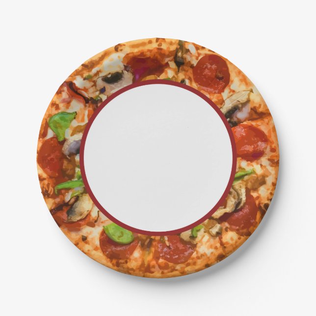 Assiettes En Carton Pizza orientée (Devant)