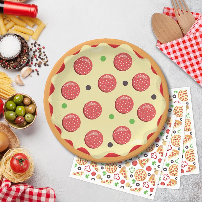Assiettes En Carton Pizza Pizza Pizza Pizza Pizza fête d'anniversaire (Créateur téléchargé)