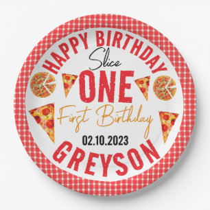Assiettes En Carton Pizza pour bébés tranche moderne 1er anniversaire