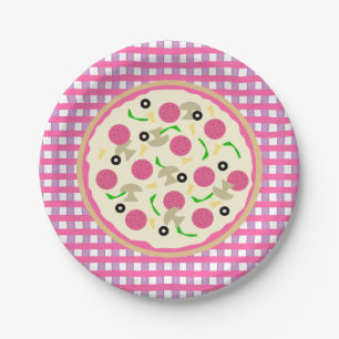 Assiettes En Carton Pizza rose et violet