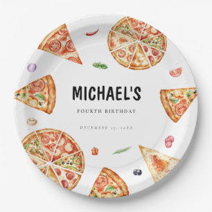 Assiettes En Carton Pizza Thème Anniversaire Plaque Papier