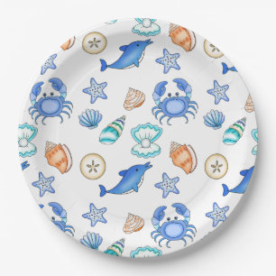 Assiettes En Carton Plage Baby shower à thème ou fête d'anniversaire