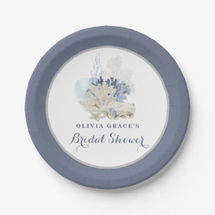 Assiettes En Carton Plage côtière bleu coquillage douche nuptiale