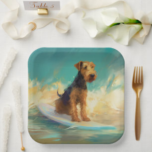 Assiettes En Carton Plage d'Airedale Surf Painting