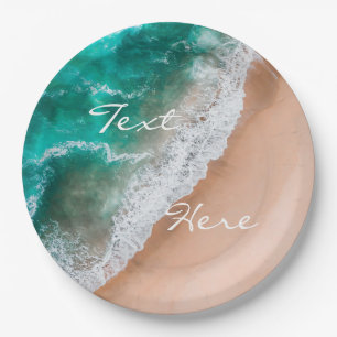 Assiettes En Carton Plage d'eau de mer sable tropical été