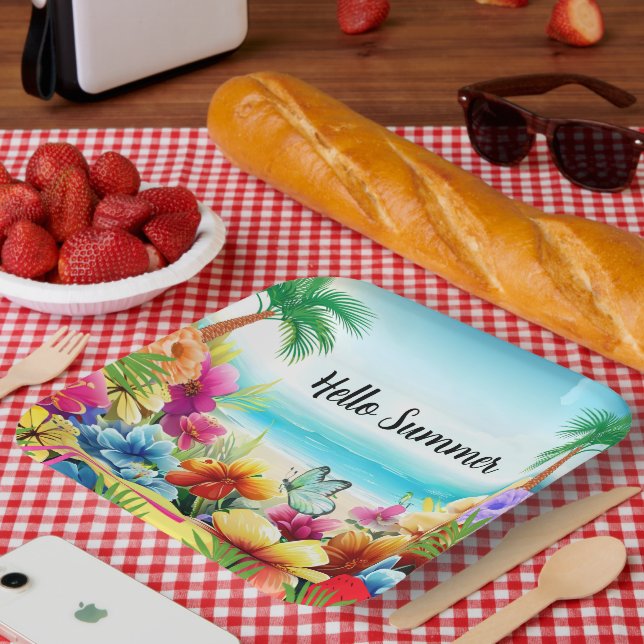 Assiettes En Carton Plage d'été amusante (Pique-nique)