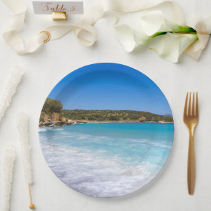 Assiettes En Carton Plage exotique Île tropicale Paradis