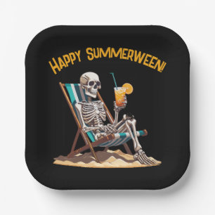Assiettes En Carton Plage Lounge Squelette Halloween