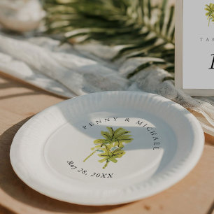 Assiettes En Carton Plage Palm Trees Tropical Minimal