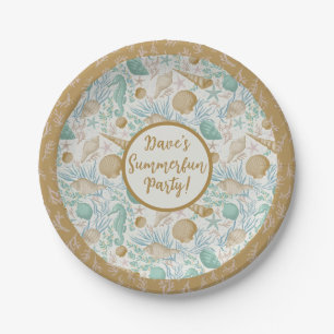 Assiettes En Carton Plage Party, plaque de papier rond de 7 po