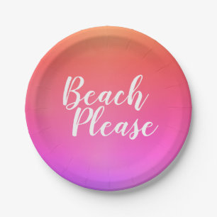 Assiettes En Carton Plage Please Orange Pink Ombre Beach