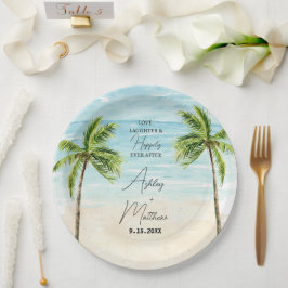 Assiettes En Carton Plages Palm Tree Mariage Plates de Fête des mariée