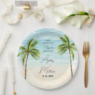 Assiettes En Carton Plages Palm Tree Mariage Plates de Fête des mariée