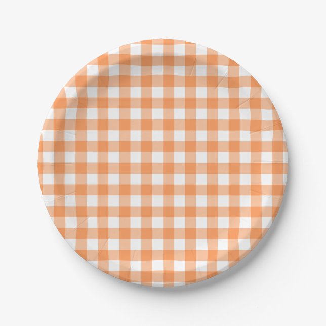 Assiettes En Carton Plaid de buffle orange (Devant)
