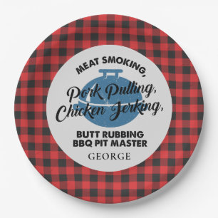 Assiettes En Carton Plaid Fête des pères Rustique BBQ Papa Personnalis
