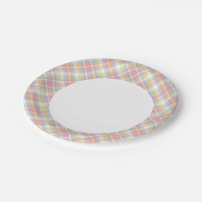 Assiettes En Carton Plaid Pastel Stripe (Angle)