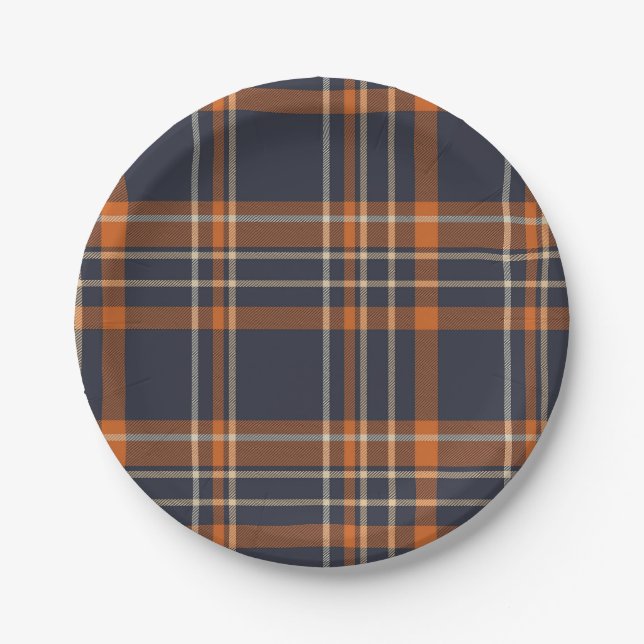 Assiettes En Carton Plaid rustique Noël/hiver (Devant)