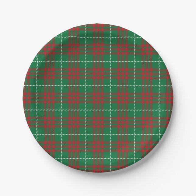 Assiettes En Carton Plaid vert et rouge (Devant)