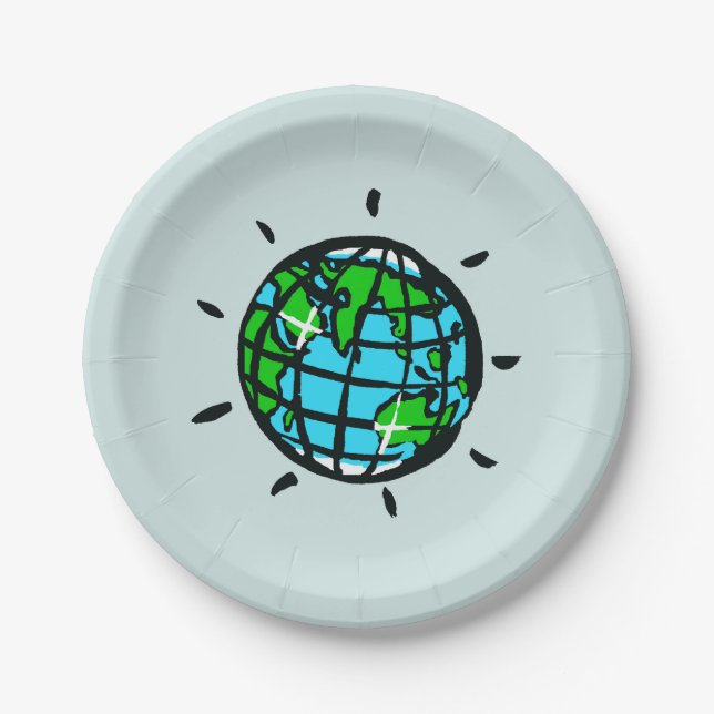 Assiettes En Carton Planet EARTH - Jour des terres - Aqua Party (Devant)