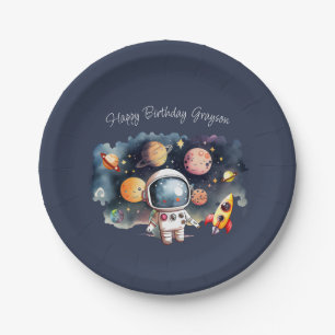 Assiettes En Carton Planètes de l'espace extra-atmosphérique Bleu