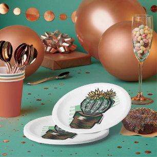 Assiettes En Carton Plante Cactus Dans Un Pot