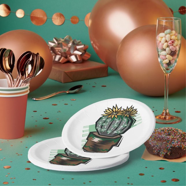 Assiettes En Carton Plante Cactus Dans Un Pot (Créateur téléchargé)