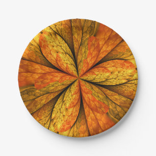 Assiettes En Carton Plante d'automne, Abstrait moderne Fractal Art Lea